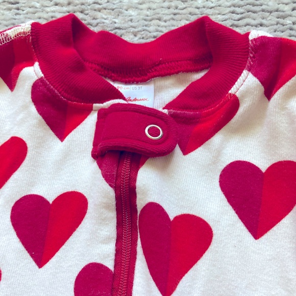 HANNA ANDERSSON Cotton Footless Zip-Front Sleeper Valentine Red Hearts 90 3T - Picture 2 of 4